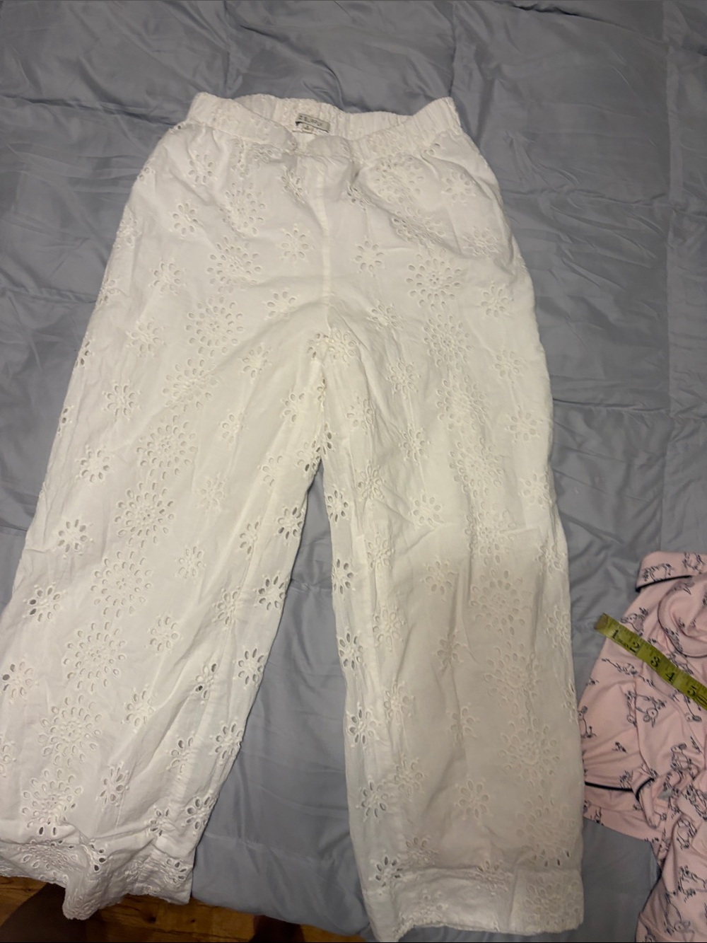 Z Supply White Eyelet Wide-Leg Pants